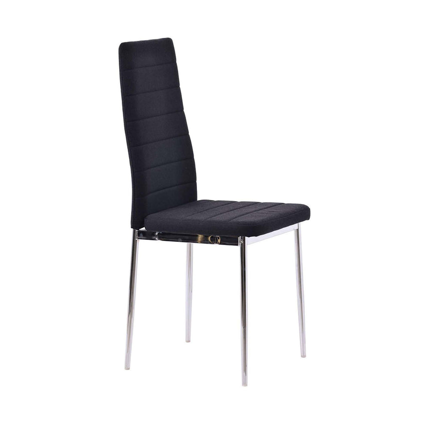 Set of 2 Rovigo Dining Chair in Black Colour Fabric with Chrome Legs