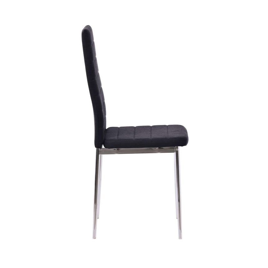 Set of 2 Rovigo Dining Chair in Black Colour Fabric with Chrome Legs