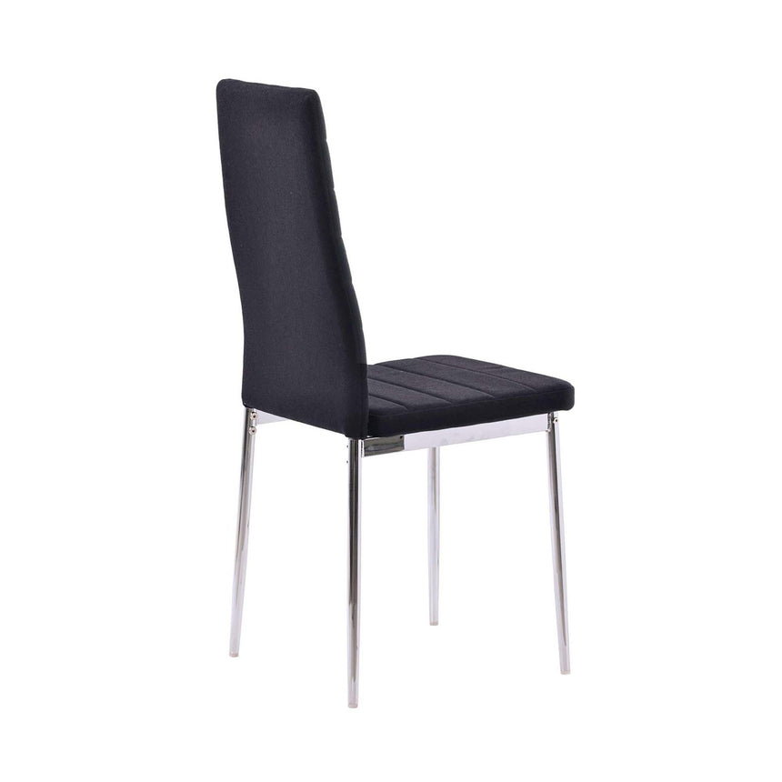 Set of 2 Rovigo Dining Chair in Black Colour Fabric with Chrome Legs