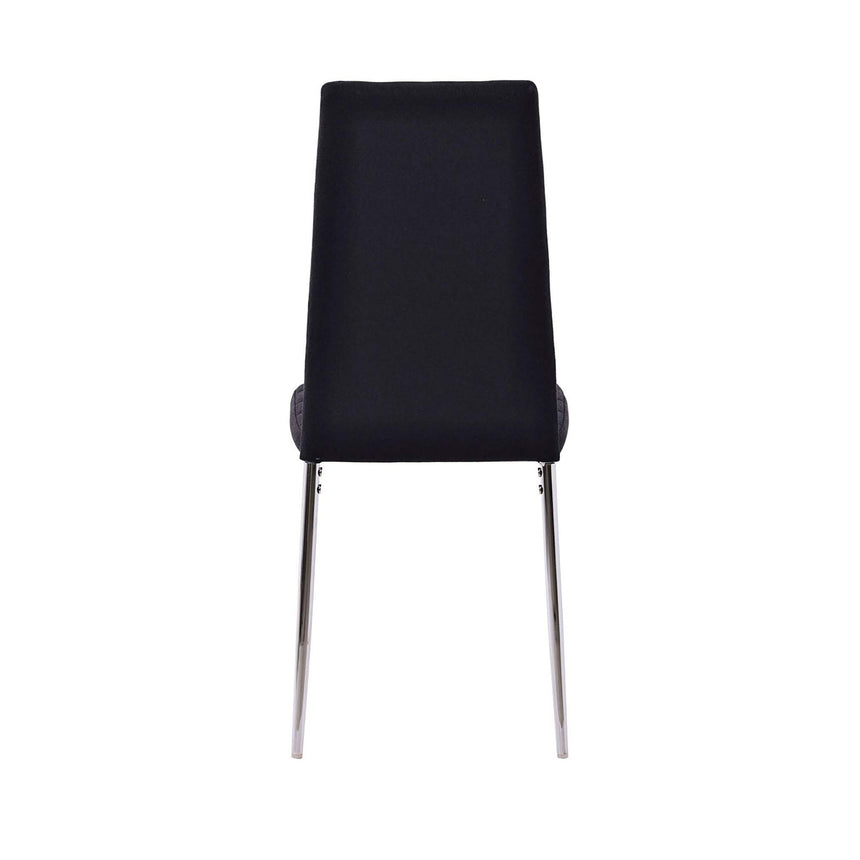 Set of 2 Rovigo Dining Chair in Black Colour Fabric with Chrome Legs