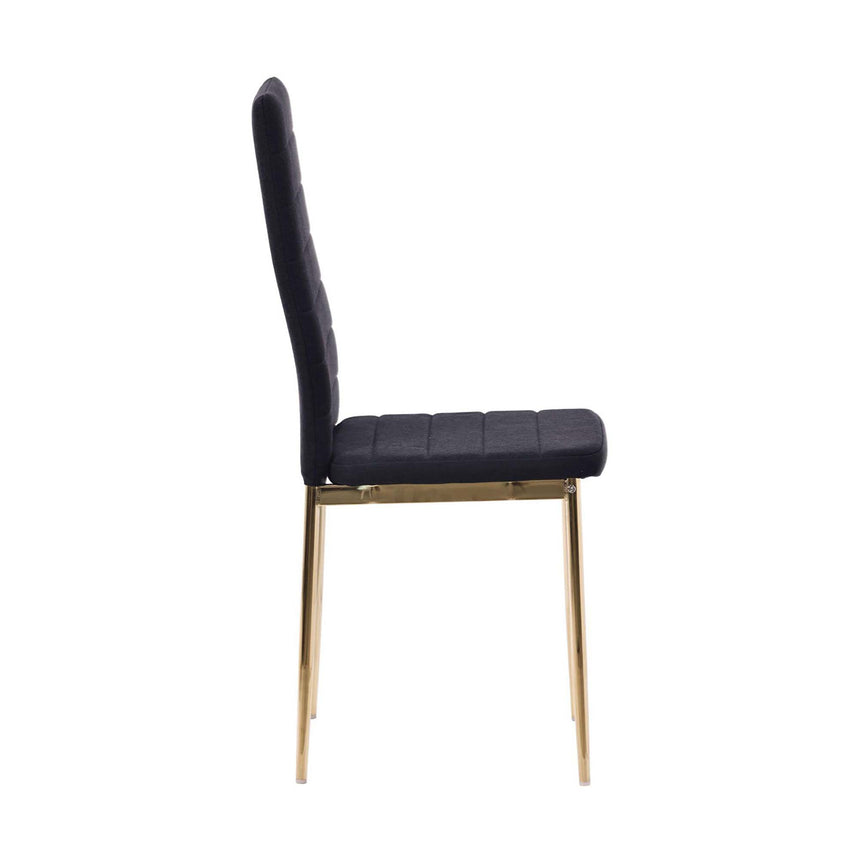 Set of 2 Rovigo Dining Chair in  Fabric with Gold Legs