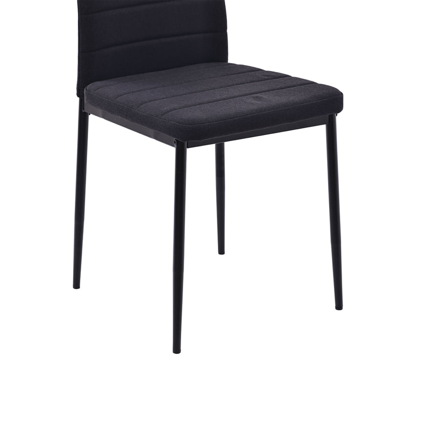 Set of 2 Rovigo Dining Chair in Fabric with Black Legs