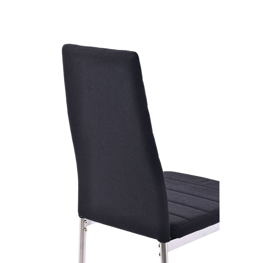 Set of 2 Rovigo Dining Chair in Black Colour Fabric with Chrome Legs