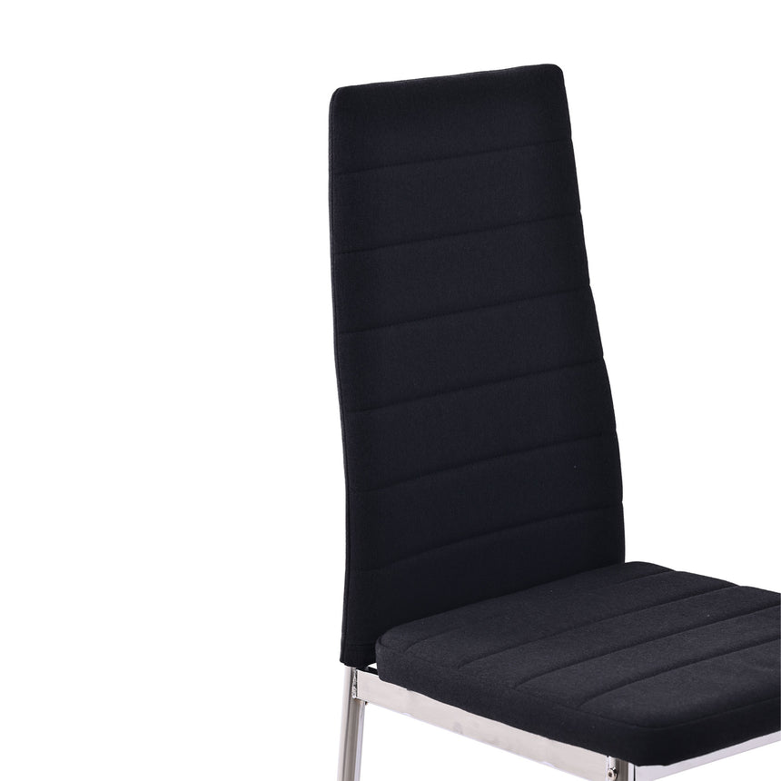 Set of 2 Rovigo Dining Chair in Black Colour Fabric with Chrome Legs