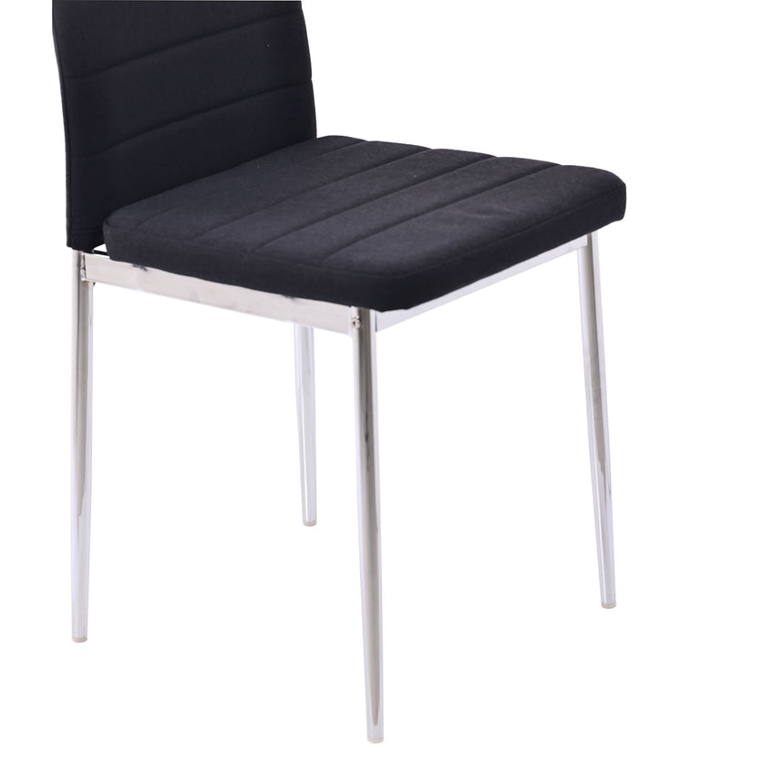 Set of 2 Rovigo Dining Chair in Black Colour Fabric with Chrome Legs