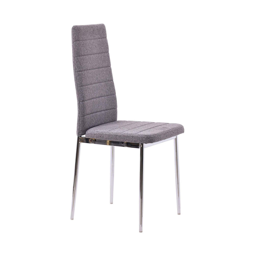 Set of 2 Rovigo Dining Chair in Black Colour Fabric with Chrome Legs