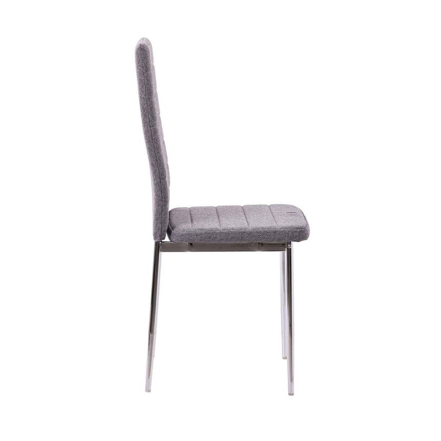 Set of 2 Rovigo Dining Chair in Black Colour Fabric with Chrome Legs