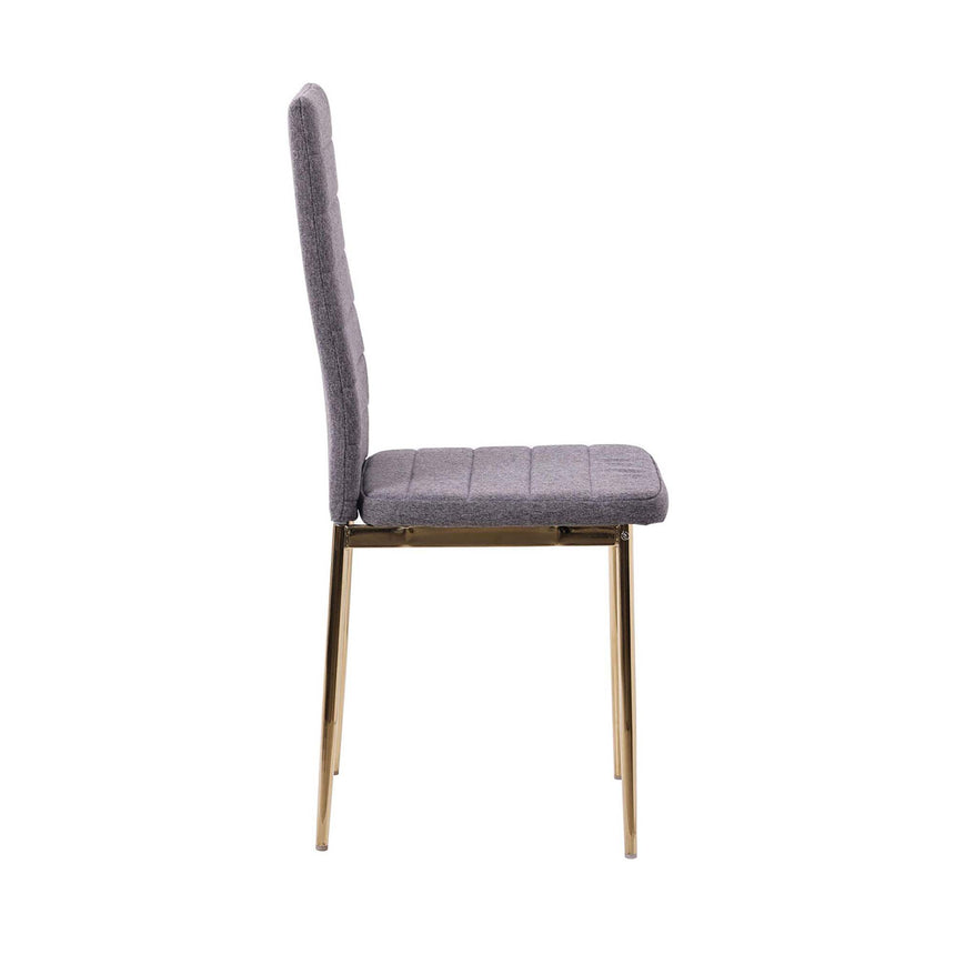 Set of 2 Rovigo Dining Chair in  Fabric with Gold Legs