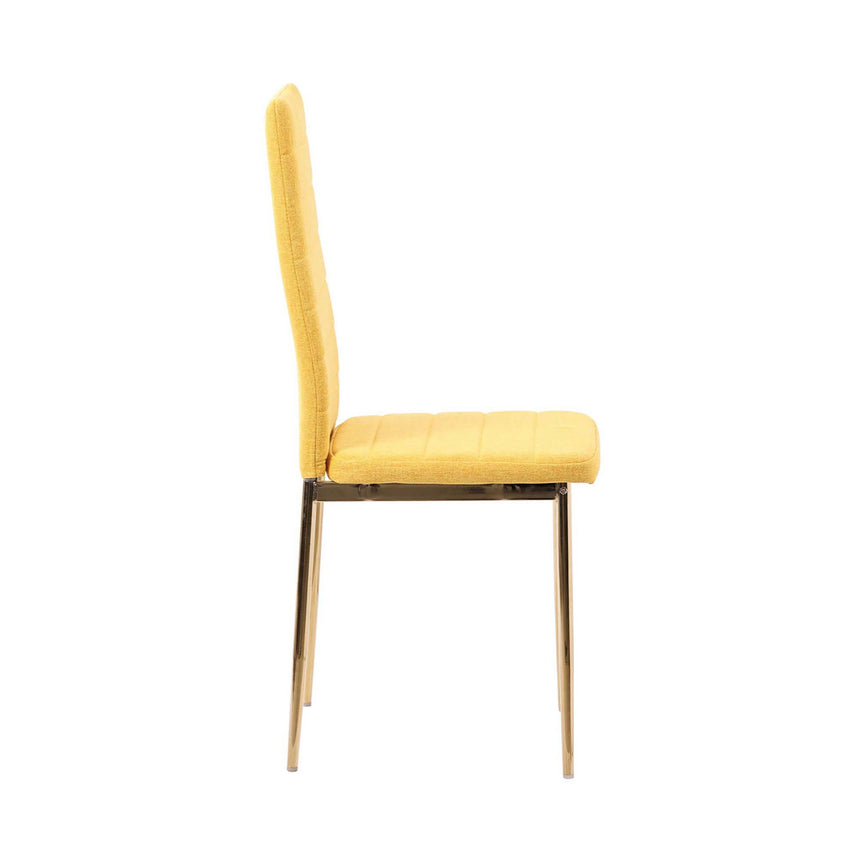 Set of 2 Rovigo Dining Chair in  Fabric with Gold Legs