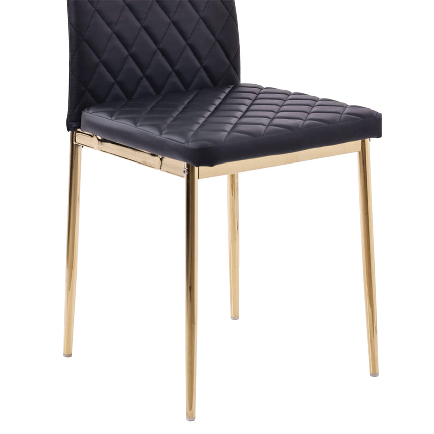 Set of 2 Novato Dining Chairs in Faux Leather and Gold Metal Legs