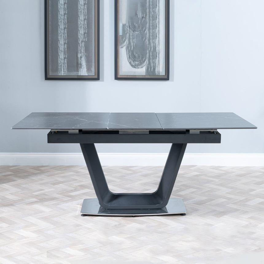 Sicily Black Ceramic Extending Dining Table with Black Cross Base - 140cm-180cm