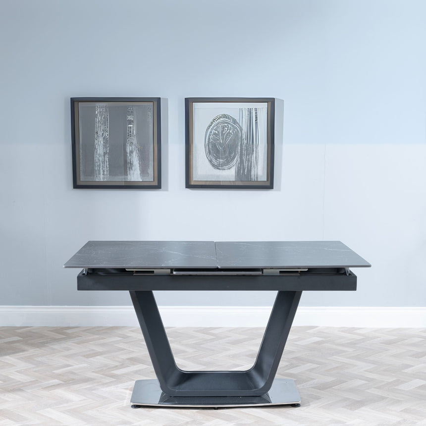 Sicily Black Ceramic Extending Dining Table with Black Cross Base - 140cm-180cm