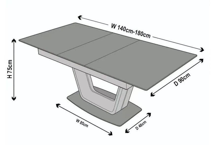 Sicily White Ceramic Extending Dining Table with Black Cross Base - 140cm-180cm