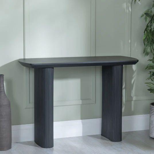 Emilia Fluted Oak Effect Pedestal Console Table