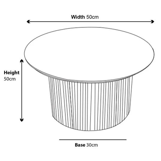 Emilia Fluted Oak Effect Round End Table with Drum Base