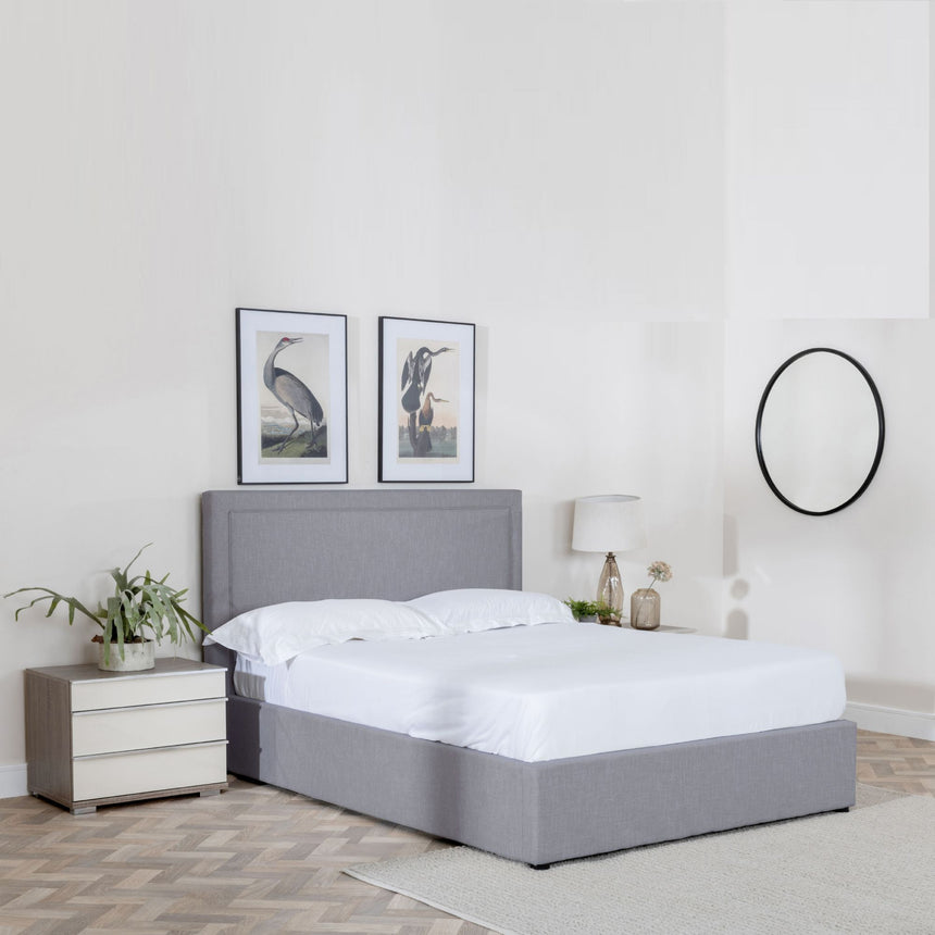 Conley Light Grey Fabric Ottoman Storage Bed