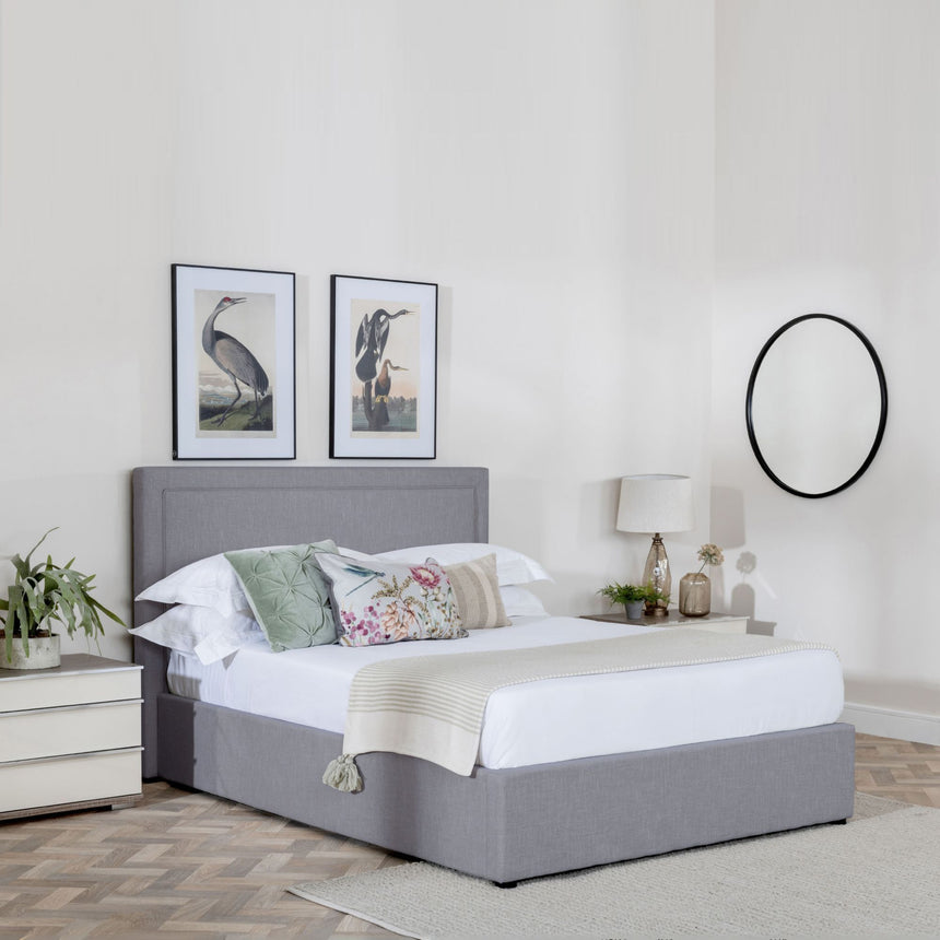 Conley Light Grey Fabric Ottoman Storage Bed