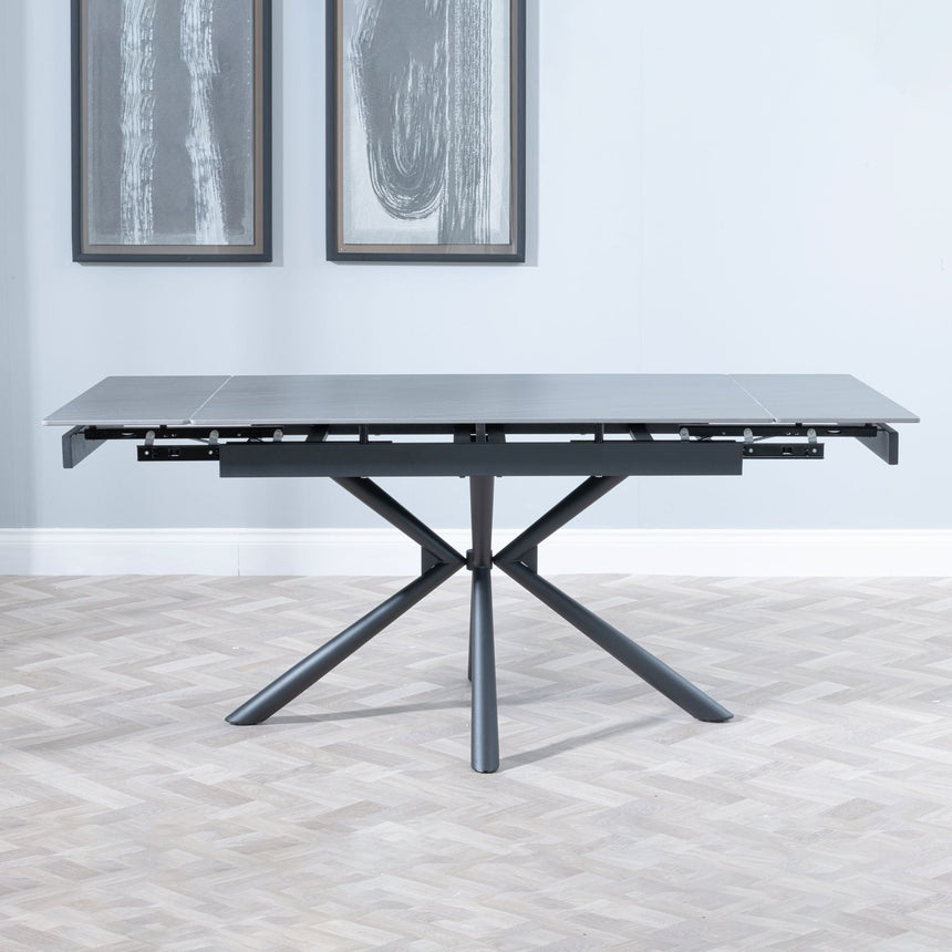 Suttons Black Ceramic Extending Dining Table with Black Cross Base - 120cm-180cm