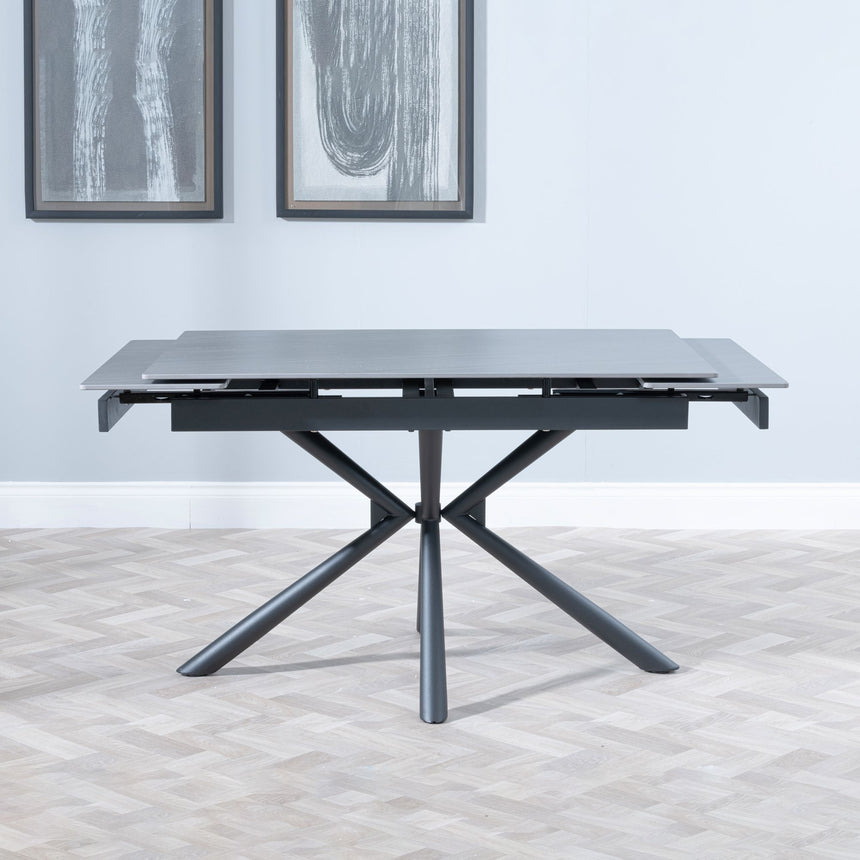 Suttons Black Ceramic Extending Dining Table with Black Cross Base - 120cm-180cm