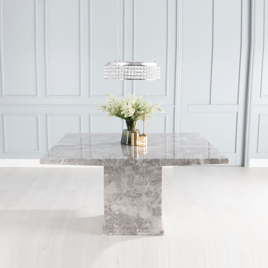 Ruvo 8 Seater Square Grey Marble Dining Table