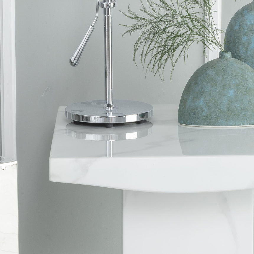 Giovanni White Marble Lamp Table