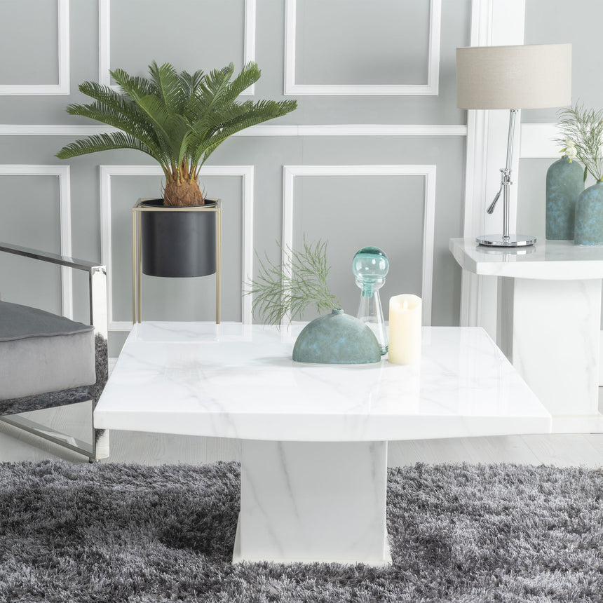 Giovanni Square White Marble Coffee Table