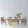 Taranto Cream Marble Dining Set - Sandia Faux Leather Chairs