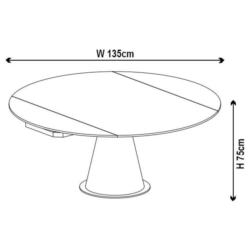 Vallo 135cm White Ceramic Round Dining Table with Black Pedestal Base