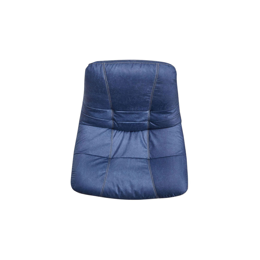 Trani Denim Blue Leather Look Fabric Swivel Chair and Footstool