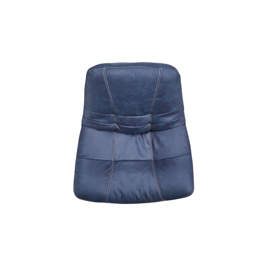 Trani Midnight Blue Leather Look Fabric Swivel Chair and Footstool