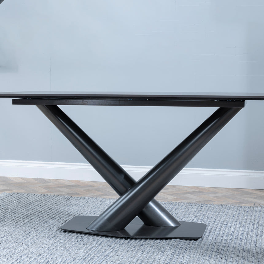 Verona 160cm Black Ceramic Dining Table with V Base