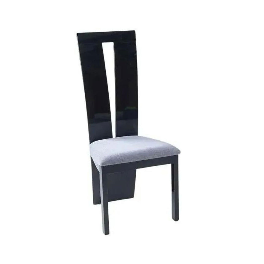 Set of 2 Altadena  Dining Chair, Wooden High Gloss with High Back and Grey Seat Pads