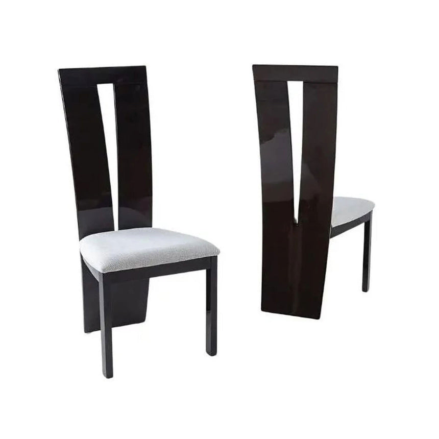 Set of 2 Altadena  Dining Chair, Wooden High Gloss with High Back and Grey Seat Pads