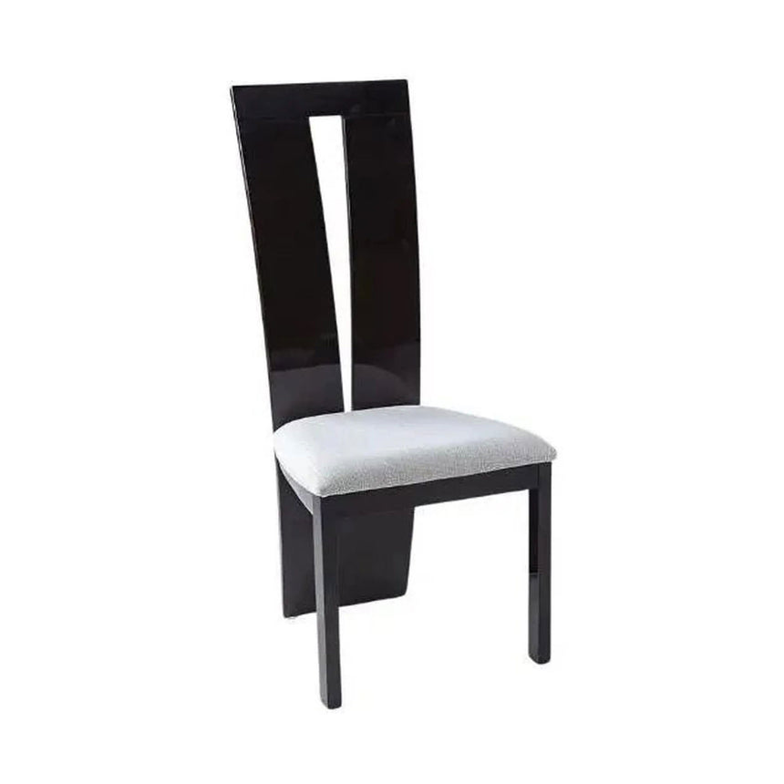 Set of 2 Altadena  Dining Chair, Wooden High Gloss with High Back and Grey Seat Pads