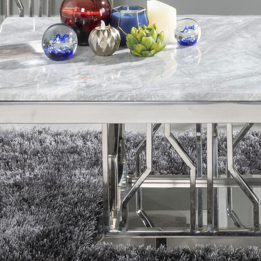 Sardinia Grey Marble and Chrome Coffee Table