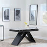 Wedge Ceramic Extending Dining Table with Black Cross Base - 140cm-180cm