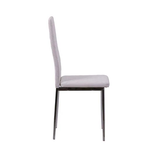 Set of 2 Novato Dining Chairs in Faux Leather and Chrome Metal Legs