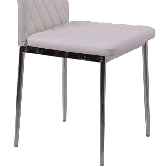 Set of 2 Novato Dining Chairs in Faux Leather and Chrome Metal Legs