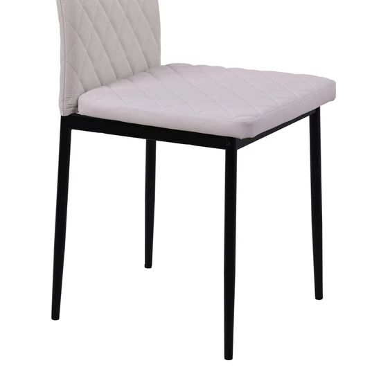 Set of 2 Novato Dining Chairs in Faux Leather and Black Metal Legs