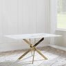 Venezia Glass 6 Seater Dining Table with Gold Metal Chopstick Legs