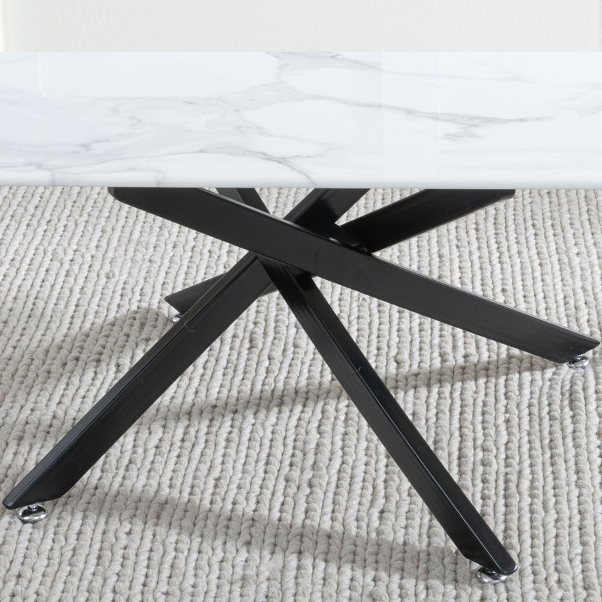 Ravenna Glass Coffee Table with Black Metal Chopstick Legs