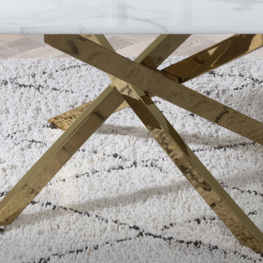 Venezia Glass Coffee Table with Gold Metal Chopstick Legs