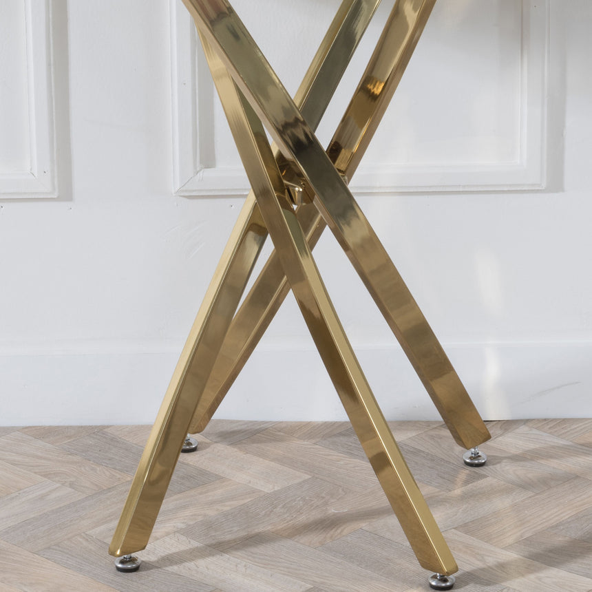 Venezia Glass Console Table with Gold Metal Chopstick Legs