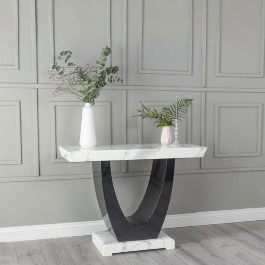 Ancona White Marble Console Table