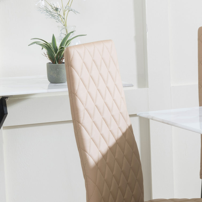 Set of 2 Novato Dining Chairs in Faux Leather and Black Metal Legs