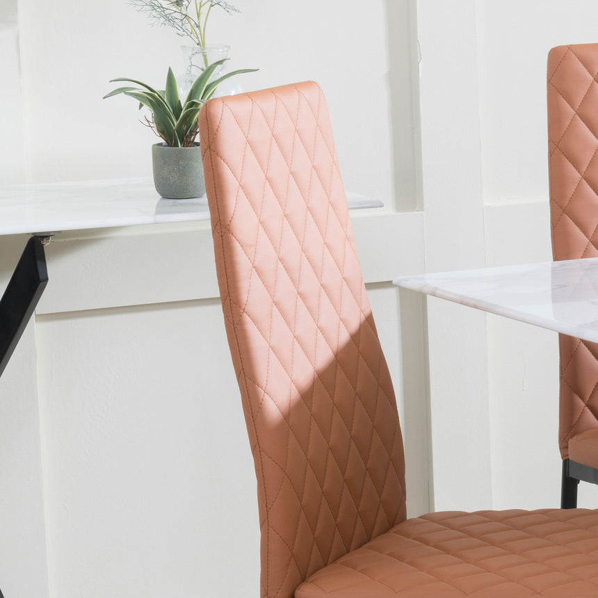 Set of 2 Novato Dining Chairs in Faux Leather and Black Metal Legs