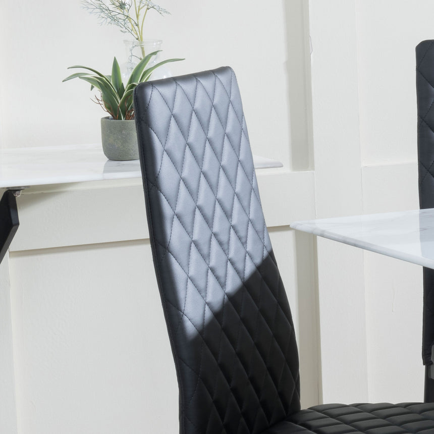 Set of 2 Novato Dining Chairs in Faux Leather and Black Metal Legs