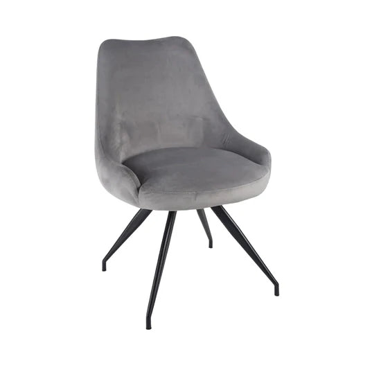 Set of 2 Comiso Velvet Fabric Swivel Dining Chair with Black Legs