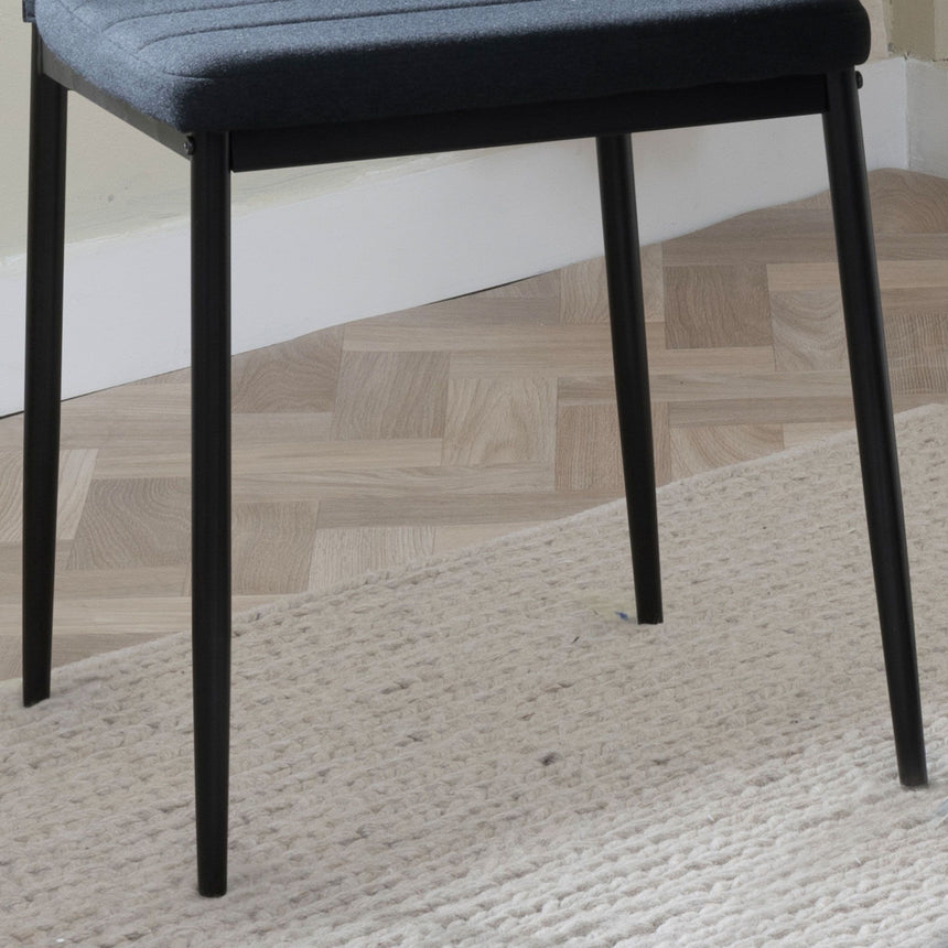 Set of 2 Rovigo Dining Chair in Fabric with Black Legs