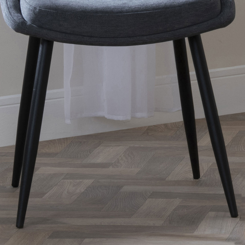 Set of 2 Rovereto Fabric Dining Chair with Black Legs